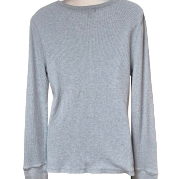 Lauren Jeans Co Waffle Knit Light Blue Lace-Up Long Sleeve Top Women's Sz Large - Picture 4 of 11